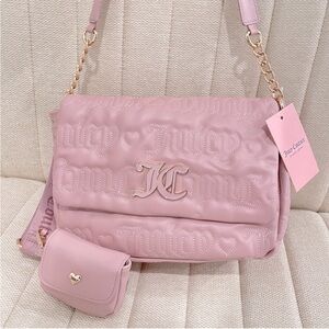 NEW Juicy Couture Pink Dusty Blush League Large Flap‎ Crossbody Removable Pouch